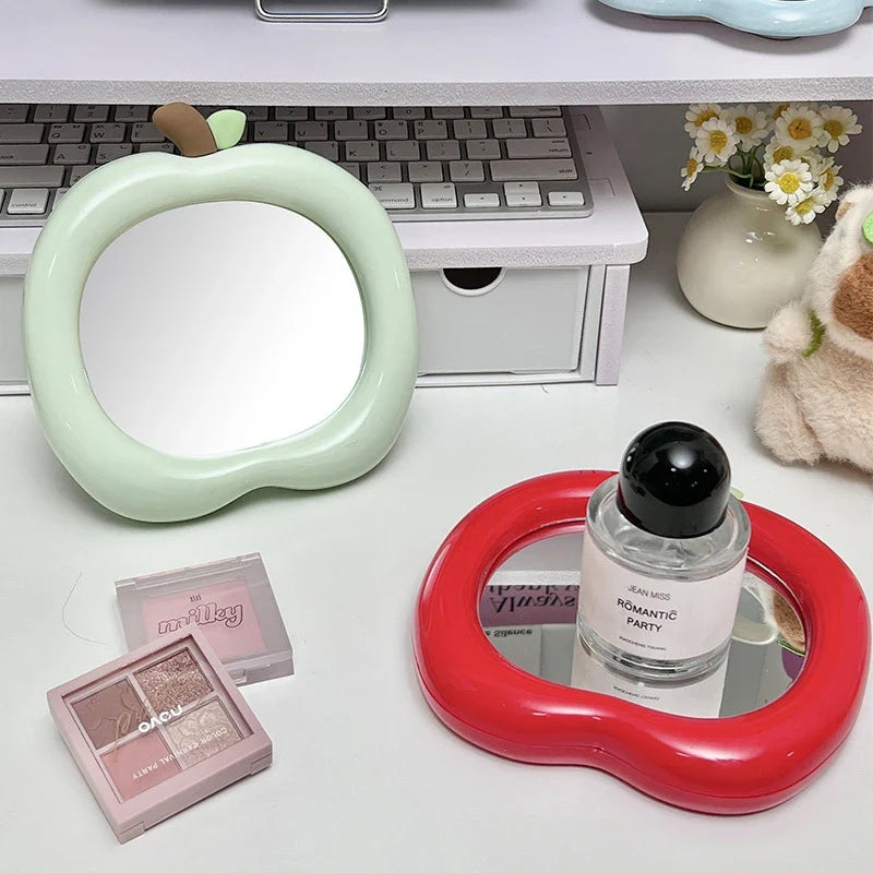 Apple-Shaped Decorative Makeup Mirror for Desk & Bedroom Decorative Makeup Mirror Qme