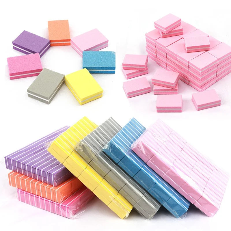 Double-Sided Mini Nail File Buffer Blocks – Colorful Sponge Nail Buffer Block Qme