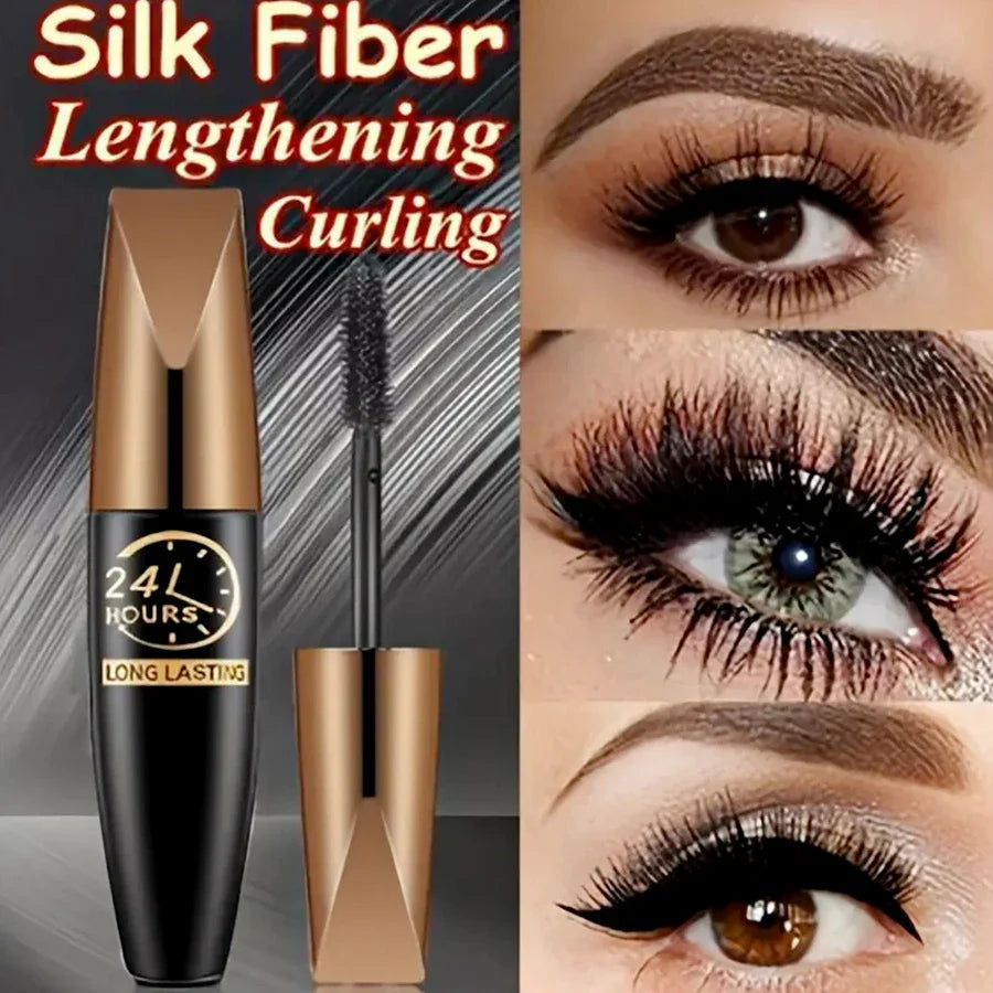5D Waterproof Silk Fiber Mascara – Lengthening & Volumizing Black Lengthening Mascara Qme