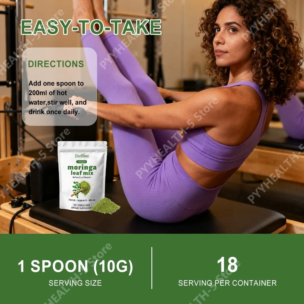 Docteat Moringa Leaf Powder | Vitamins A & C, Calcium, Iron 180g Superfood Powder Qst