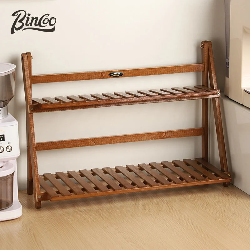 Bincoo Bamboo Coffee Utensil Storage Rack & Bar Organizer Coffee Utensil Rack Qst