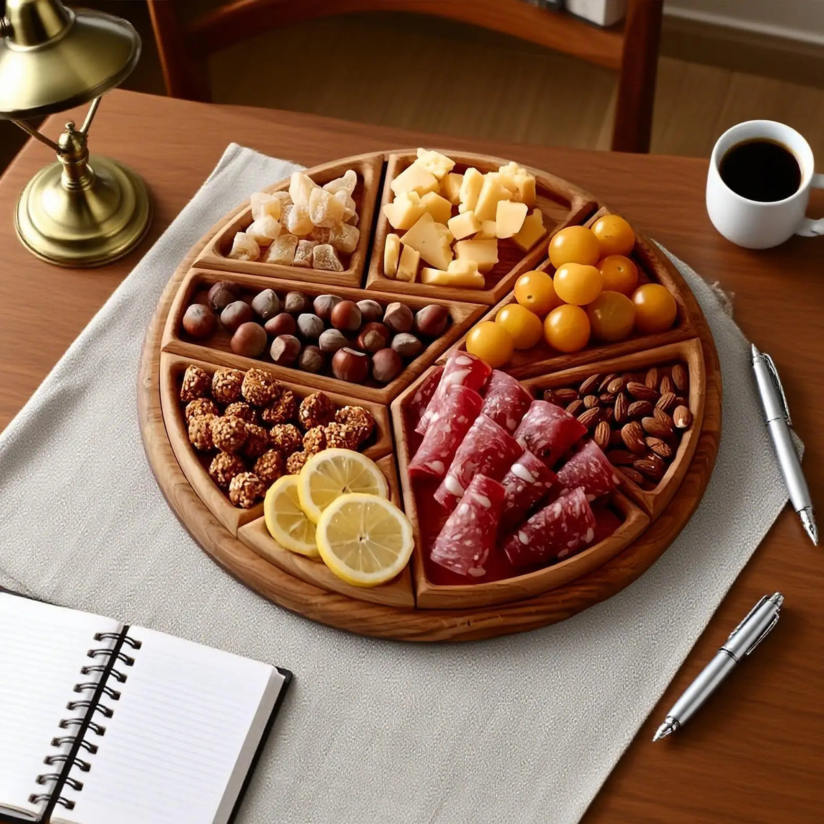 Wooden Divided Puzzle Serving Tray | Party Platter & Snack Board Wooden Serving Tray Qme