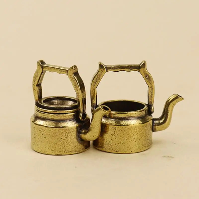 Antique Copper Mini Teapot Desk Ornament | Retro Resin Decor Miniature Desk Ornament Qme
