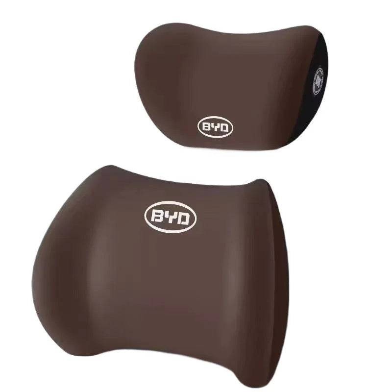 Memory Foam Car Seat Cushion & Headrest for BYD Models Car Seat Cushion Set Qme Brown