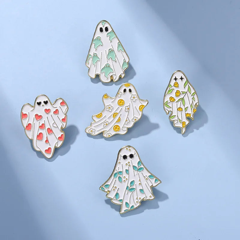 Ghost Enamel Pin Flower Punk Halloween Cute Brooch Enamel Brooch Pin Qme