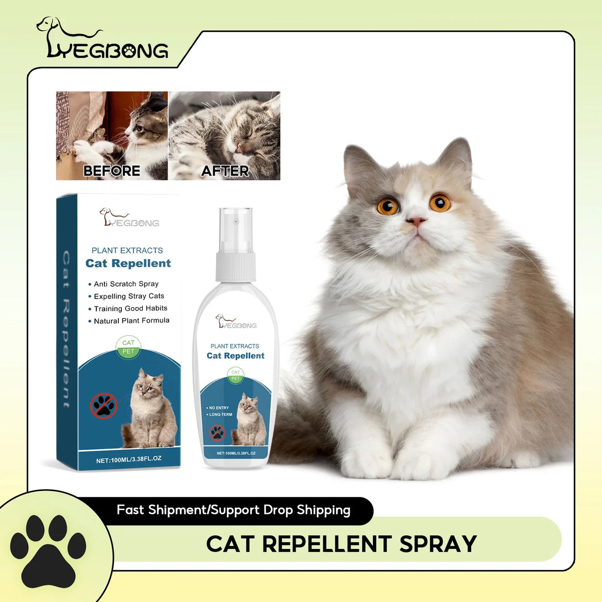 Cat Repellent Spray – Anti-Scratch & Furniture Protector Cat Deterrent Spray Qme