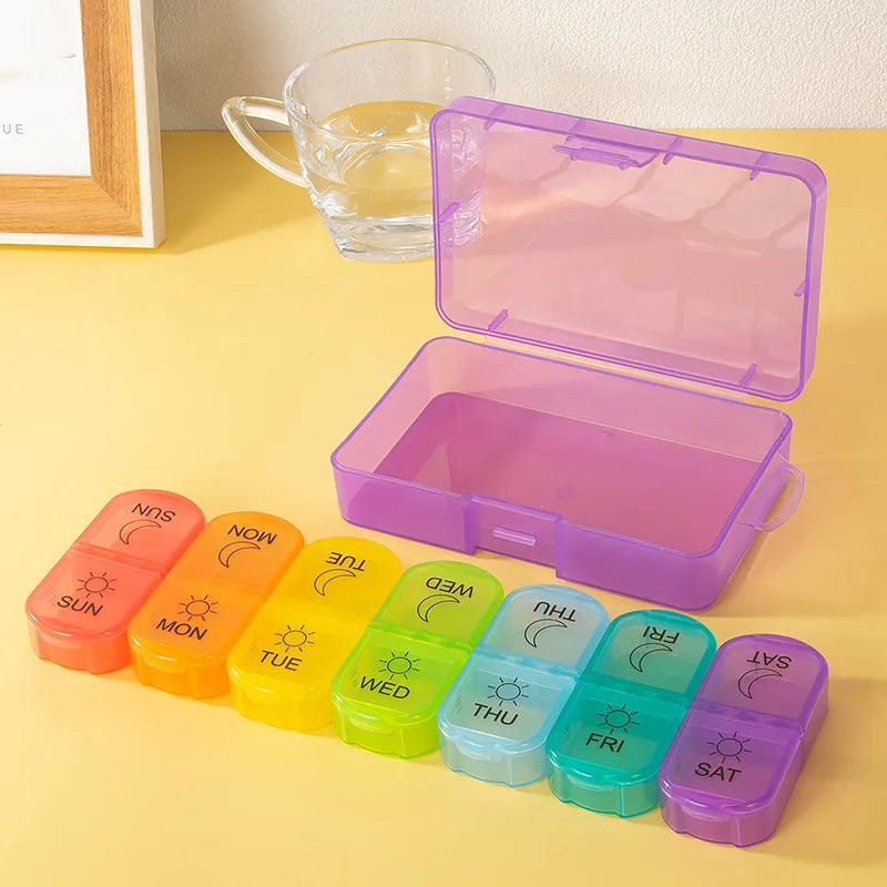 7-Day 14-Grid AM PM Pill Organizer – Portable Weekly Case Weekly Pill Organizer Qme