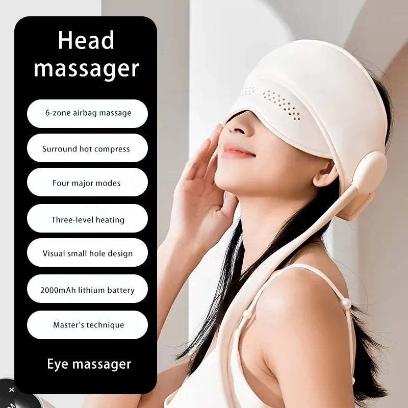 Electric Airbag Head & Eye Massager – Graphene Heating, 4 Modes Electric Head Massager Qst NO Cap