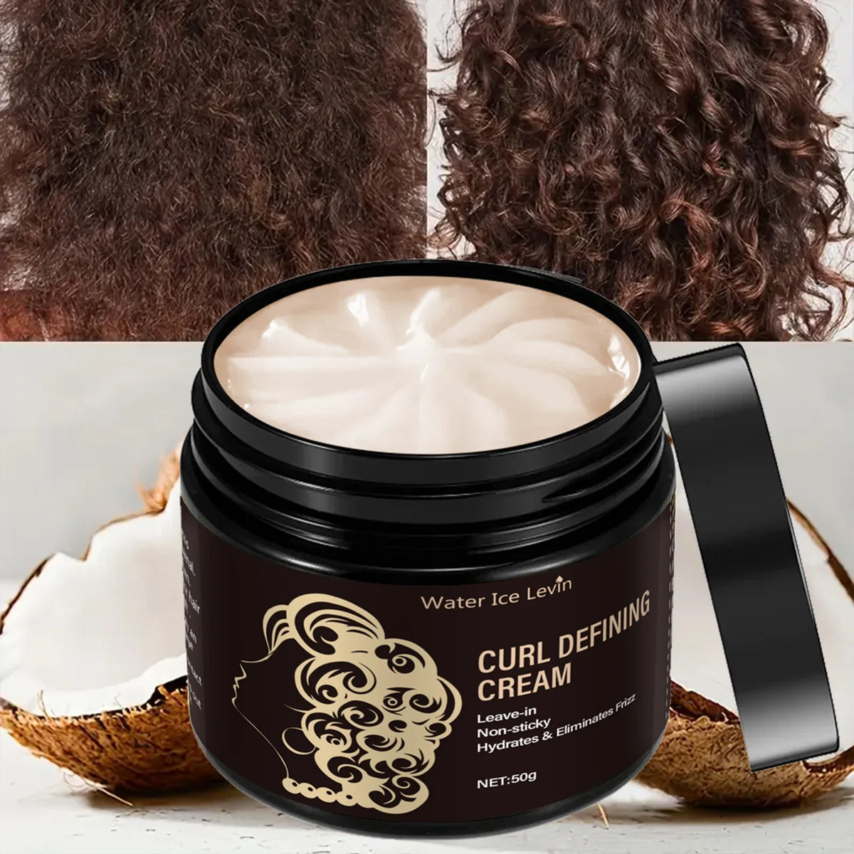 Travel-Size Coconut Oil Curl Cream – Leave-In Frizz Control Leave-In Curl Cream Qme Smoothing & Straightening