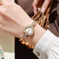 Women's Heart-Shaped Dial Fashion Watch | Faux Diamond Quartz Women's Fashion Watch Qme Gold