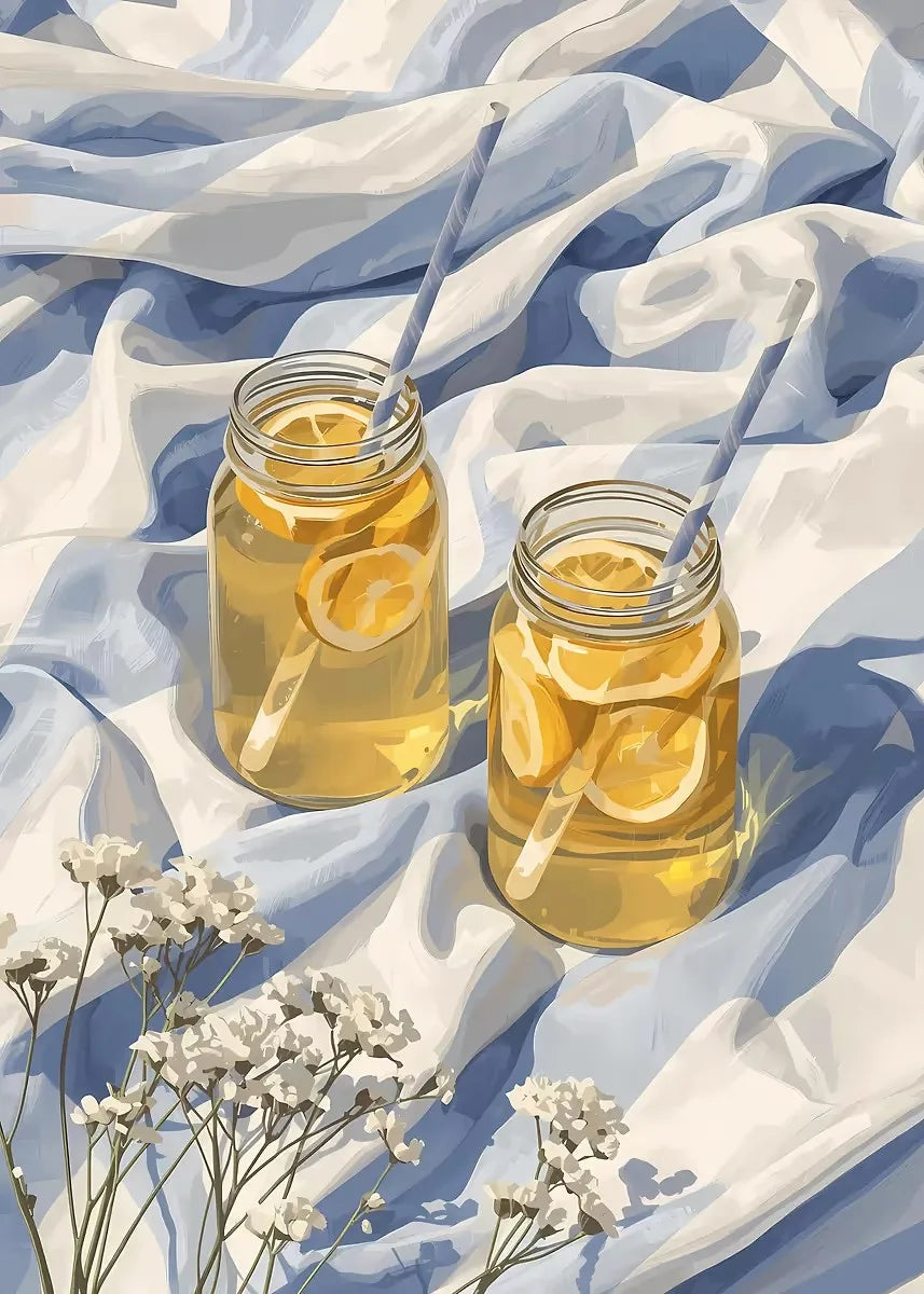 Summer Lemons & Straw Hat Canvas Wall Art – Modern Print Canvas Wall Art Qst 11 20x30cm Unframed