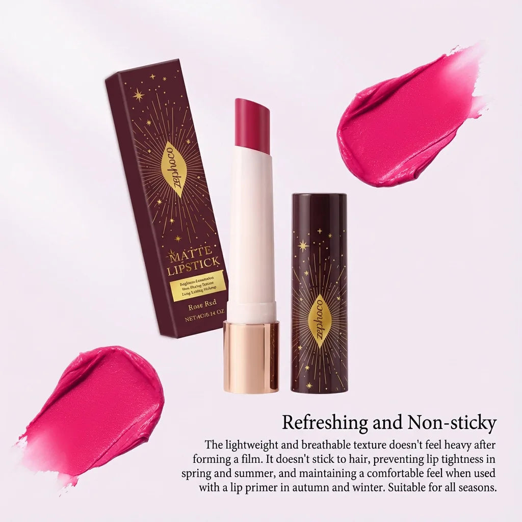 Zephoco Star Glow Matte Lipstick – Velvet, Long-Lasting Matte Lipstick Qst