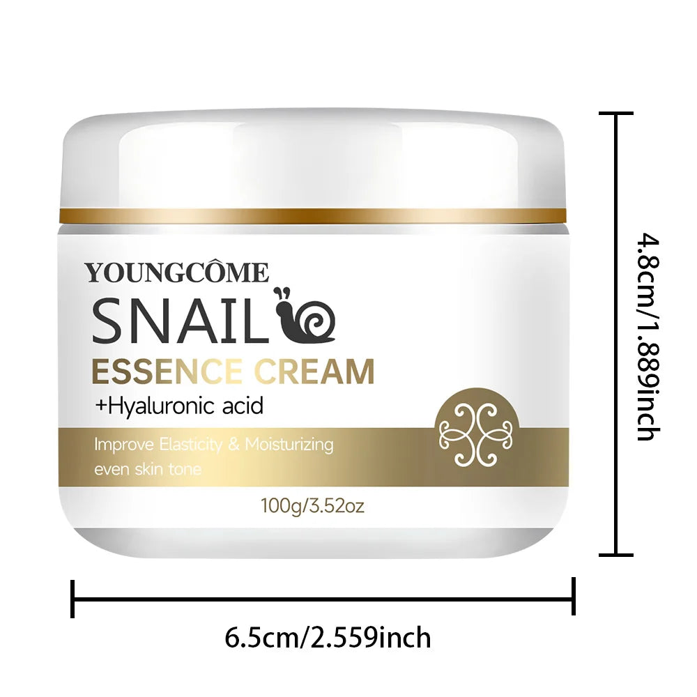 YOUNGCOME Snail Essence Cream – Hyaluronic Acid & Retinol 2pcs Face Moisturizer Cream Qst 100G-2pcs
