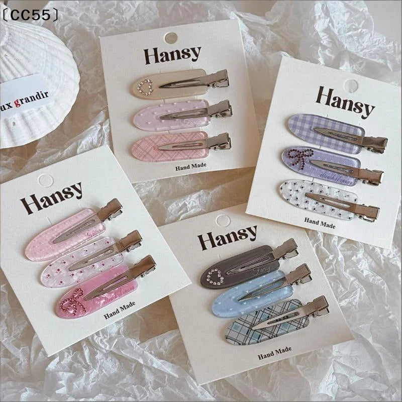 Korean Rhinestone Hairpin Set – Cute Side Bang Clips 3pcs Rhinestone Hair Clips Qst