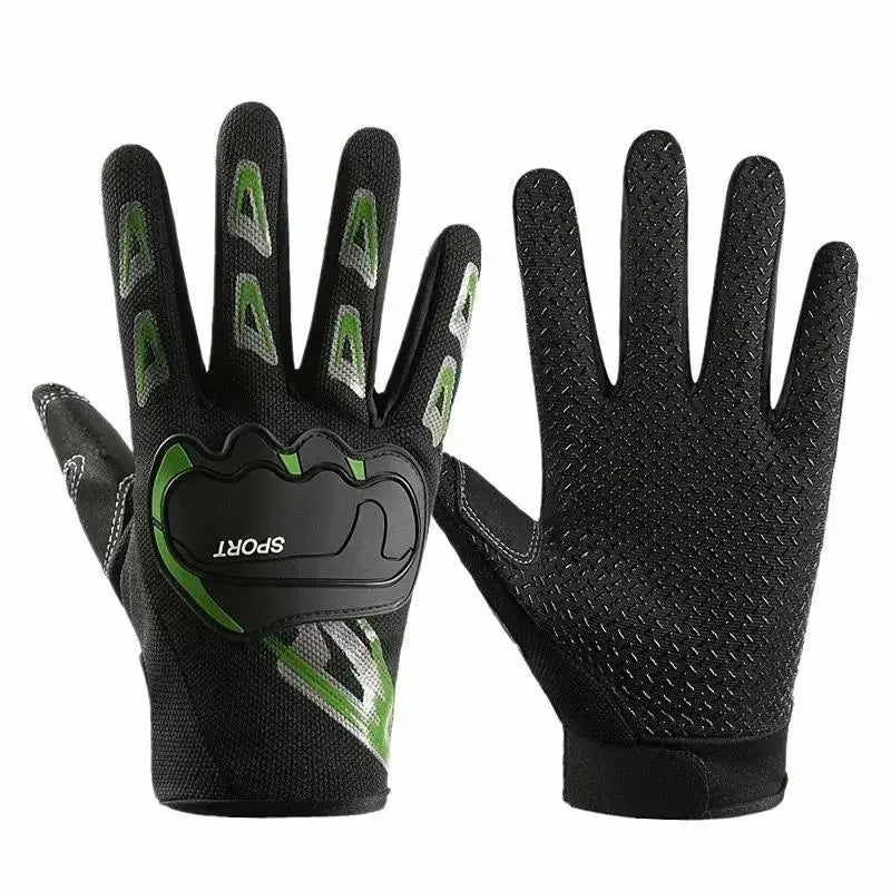 Summer Mesh Motorcycle Gloves Touch Screen Men Women Motorcycle Gloves Qst Full finger Green