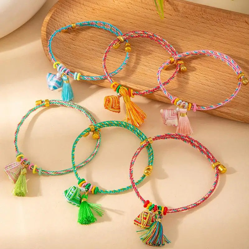 Handmade Colorful Friendship Bracelet – Adjustable Woven Tassel Friendship Bracelet Qst