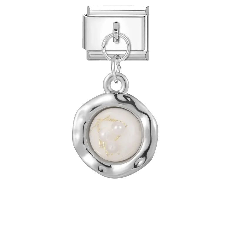 Zircon Crystal Italian Charm Link – Stainless Steel Bracelet Charm Bracelet Link Qme Style 20