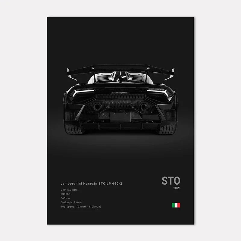 Supercar Canvas Wall Art Poster – M4 P1 Divo STO SVJ Unframed