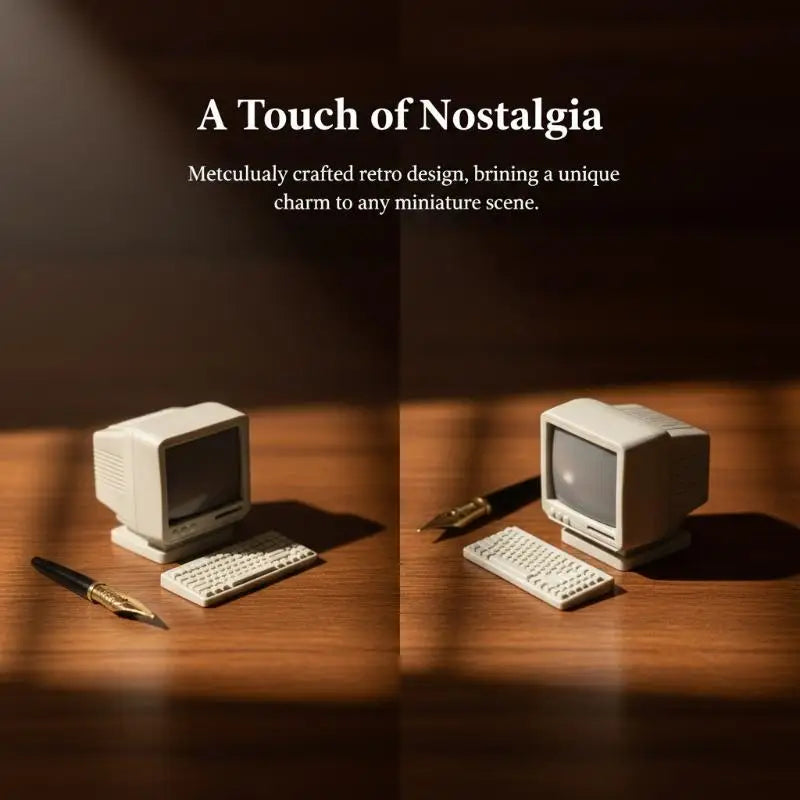 Miniature Retro Desktop Computer 1:12 1:18 Dollhouse Decor Dollhouse Accessory Qst