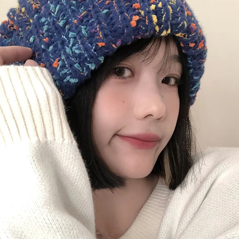Women's Warm Knit Pile Hat – Winter Outdoor Beanie Knit Winter Hat Qst