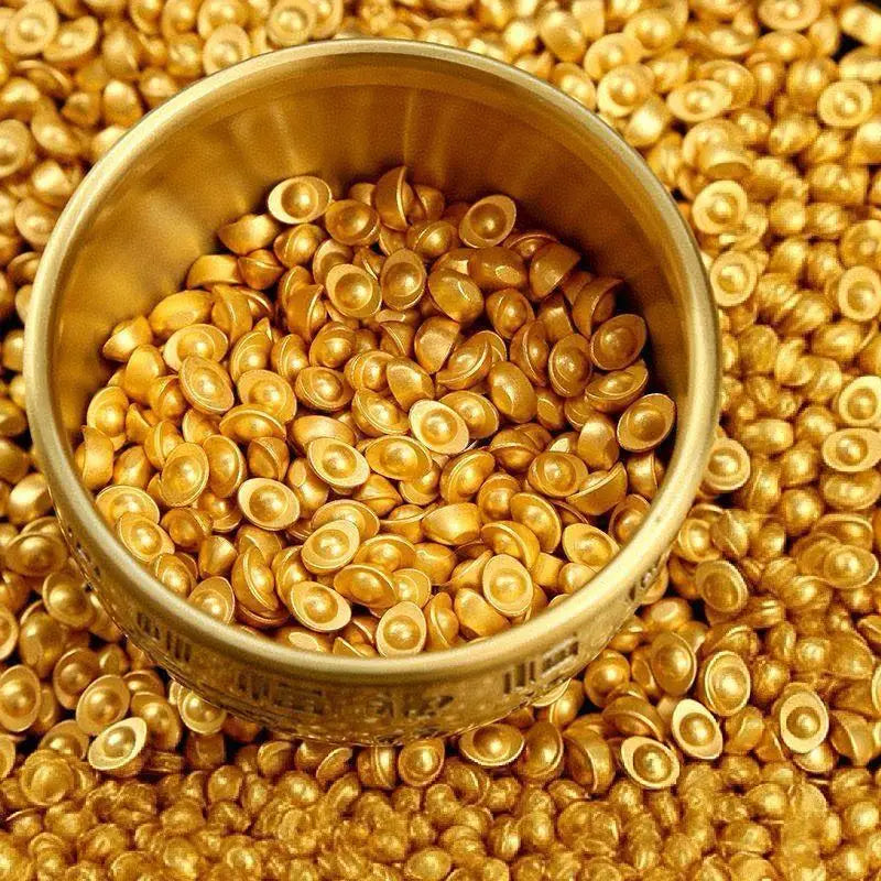 100 Gold Mini Ingot Charms – DIY Wealth Luck Décor & Craft Props Miniature Craft Charms Qme