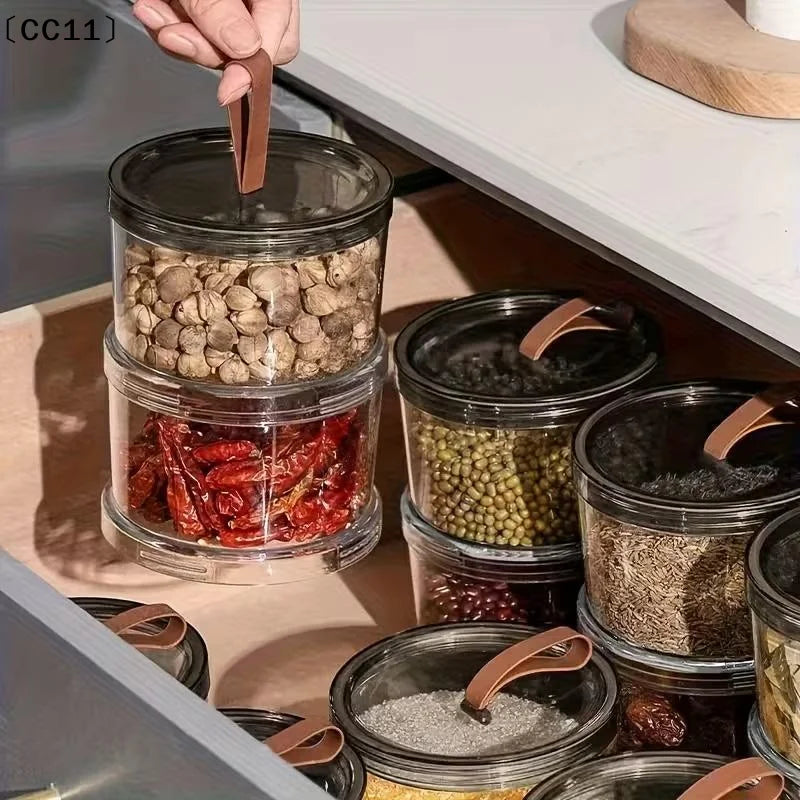 Airtight Stackable Seasoning Jars Kitchen Spice Organizer Spice Organizer Jars Qme