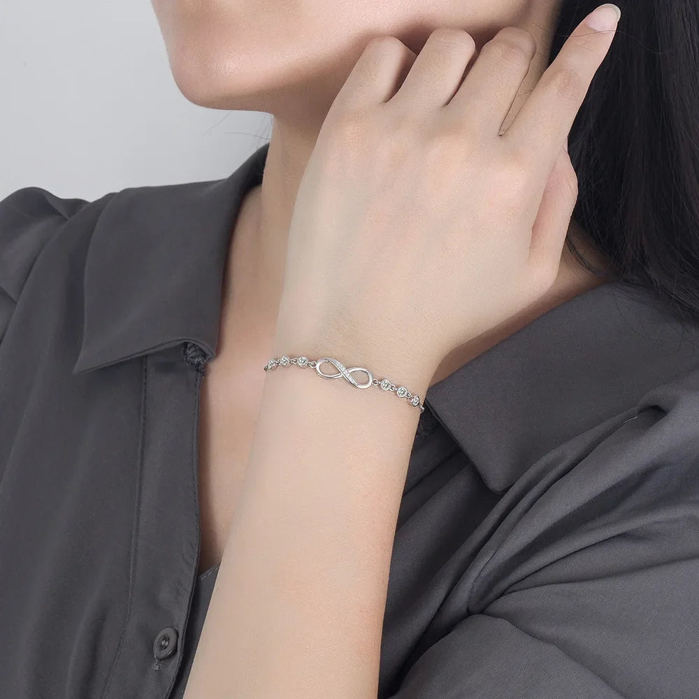 Custom 925 Sterling Silver Crystal Bracelet | Women's Y2K Charm Crystal Charm Bracelet Qme