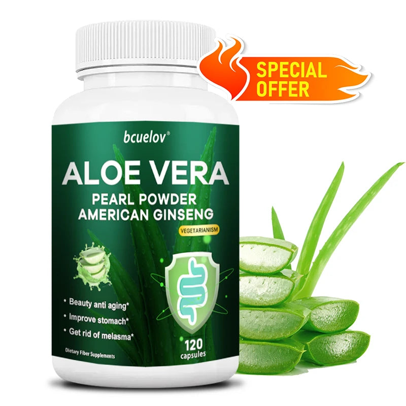 Aloe Vera Pearl Powder Capsules – Organic, Vegan, Non-GMO Herbal Supplement Qst