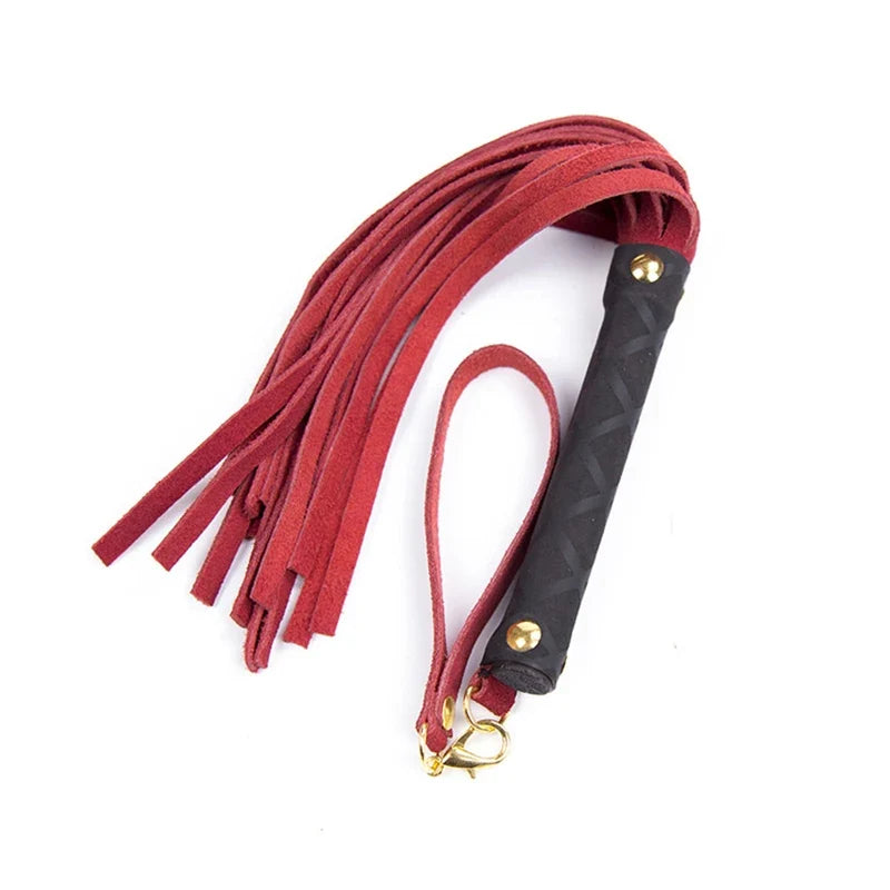 PU Leather Riding Crop & Flogger with Wrist Cuffs – 4 Colors Costume Accessory Qme