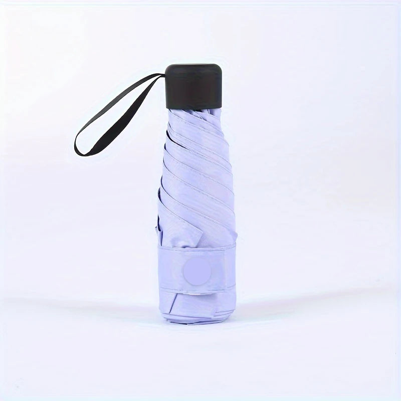 Compact 6-Fold Mini Umbrella – Portable Sun & Rain, Multi-Color Folding Mini Umbrella Qst PURPLE 6K Iron