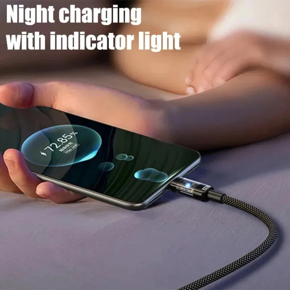 USB-C 240W 10A Fast Charging Cable with LED Light | QC3.0 USB-C Charging Cable Qme