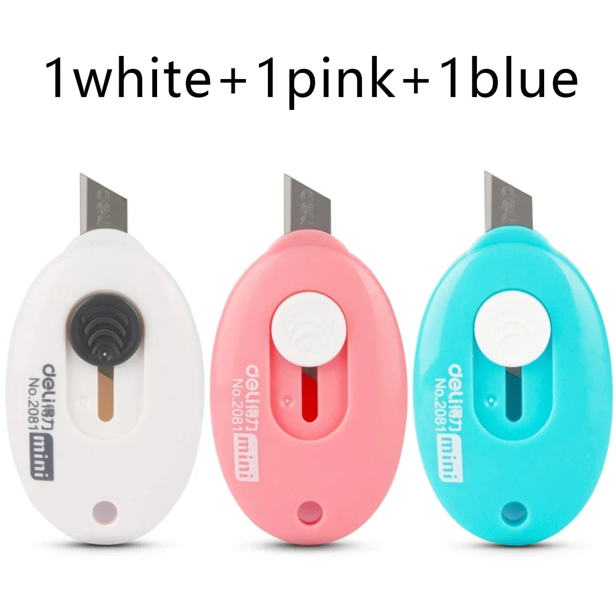 Portable Retractable Box Cutter Unboxing Knife – 5 Colors Retractable Box Cutter Qme 1white 1pink 1blue