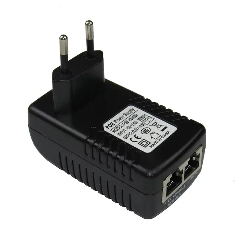 Active PoE Injector 48V 0.5A – Ethernet Power Adapter for IP Cameras PoE Injector Adapter Qme