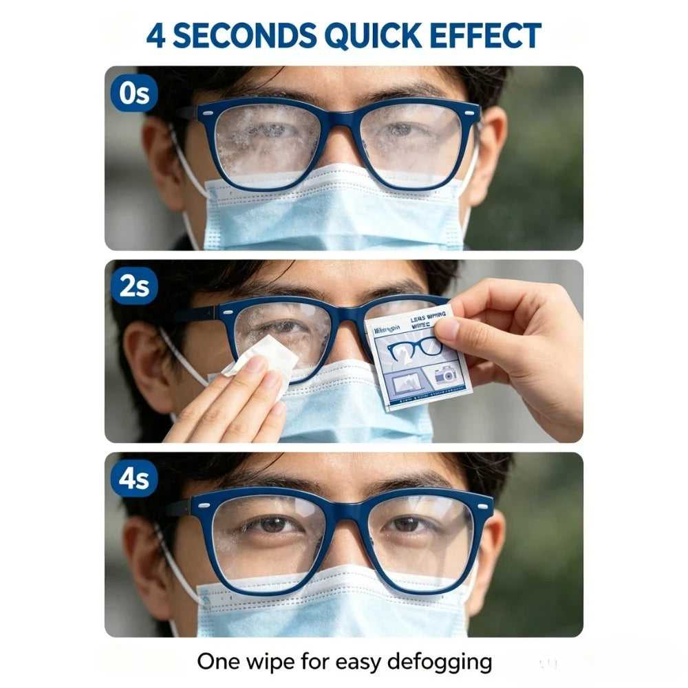 Anti-Fog Glasses Cleaning Wipes – Individually Wrapped Lens Cleaning Wipes Qme