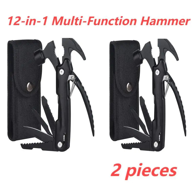12-in-1 Multitool Hammer – Compact Steel Multi-Function Tool Multitool Hammer Qst Black Set 2