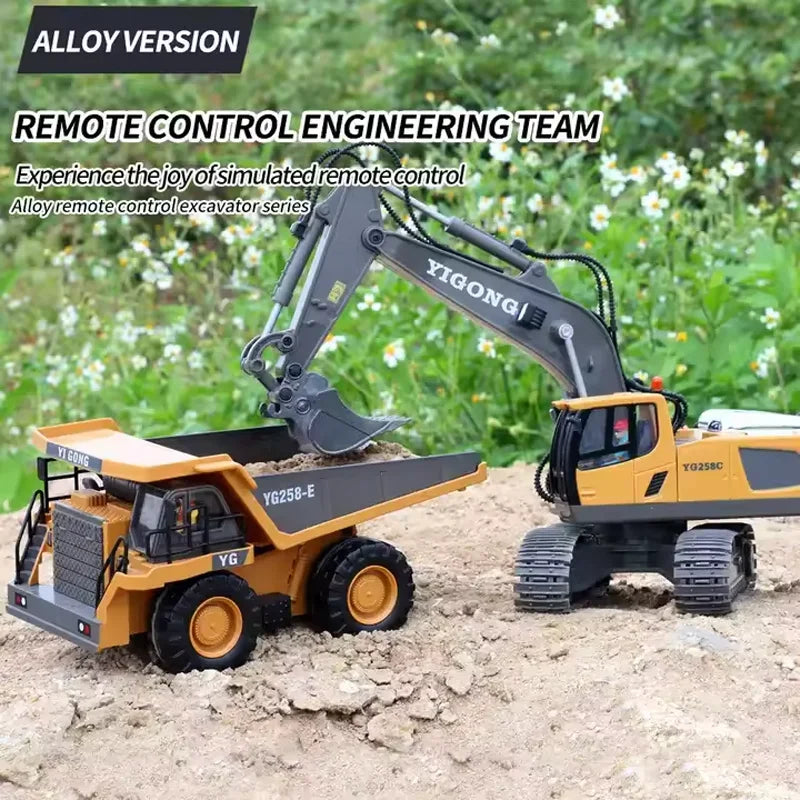 RC Remote Control Excavator Dump Truck Bulldozer Toy for Kids RC Construction Toy Qme