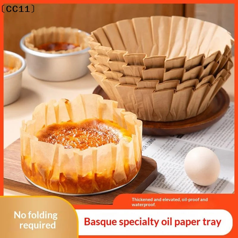 Basque Cheesecake Foldable Oil Paper Cake Mold 50 Pack Disposable Cake Mold Qme