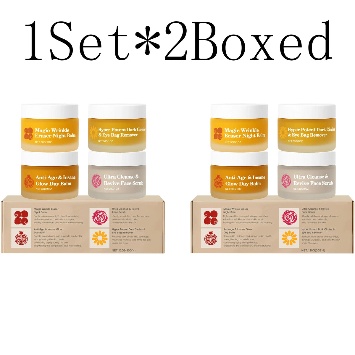 Anti-Aging Day & Night Skincare Set – Firm, Brighten & Exfoliate Anti-Aging Skincare Kit Qst 1set X 2boxed