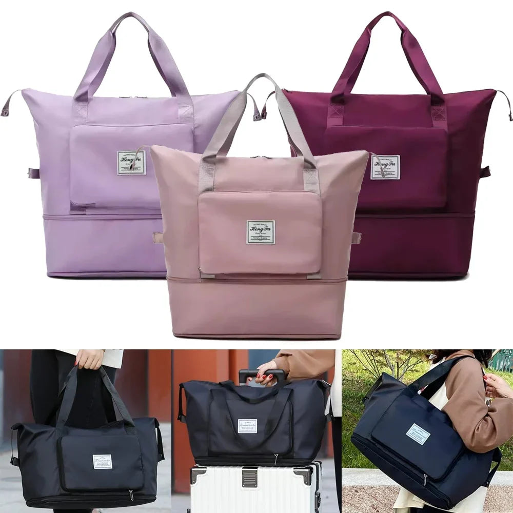 Large Foldable Waterproof Travel Tote Bag – Women's Duffle Foldable Travel Tote Qme