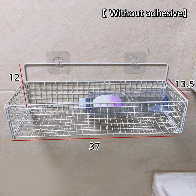 Wall-Mounted Storage Rack No Drilling – Kitchen & Bathroom Wall Storage Rack Qme A9