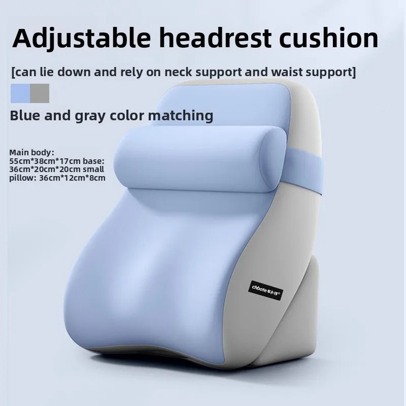 XL Ergonomic Reading Pillow – Memory Foam Wedge & Side Pockets Reading Bed Pillow Qst Blue