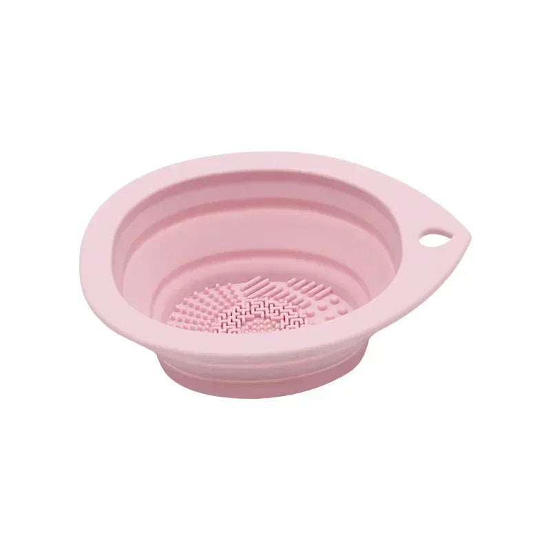 Silicone Makeup Brush Cleaner Scrubber Mat & Washing Bowl Makeup Brush Cleaner Qme Pink