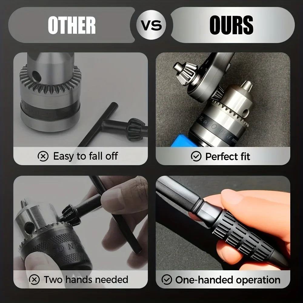 3-in-1 Ratchet Drill Chuck Wrench | Replaceable Head, 3-Speed Ratchet Chuck Wrench Qme