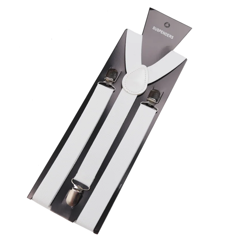 Unisex Elastic Leather Suspenders Braces – 26 Colors Suspenders & Braces Qme WHITE China Mainland
