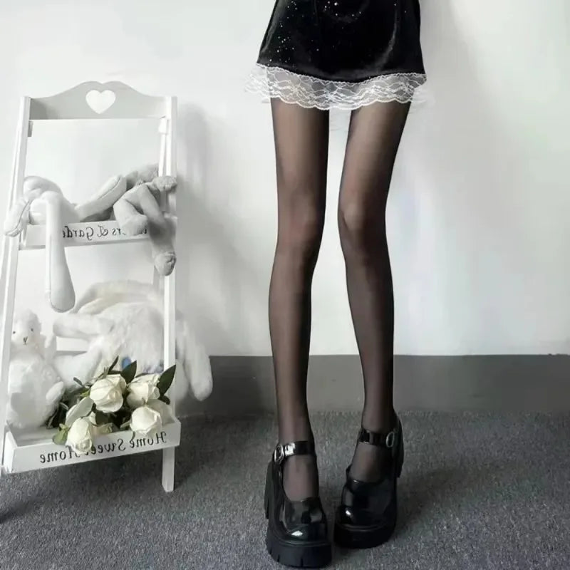 Women's Lolita Pantyhose Black White Anime Cosplay Tights Lolita Costume Tights Qme