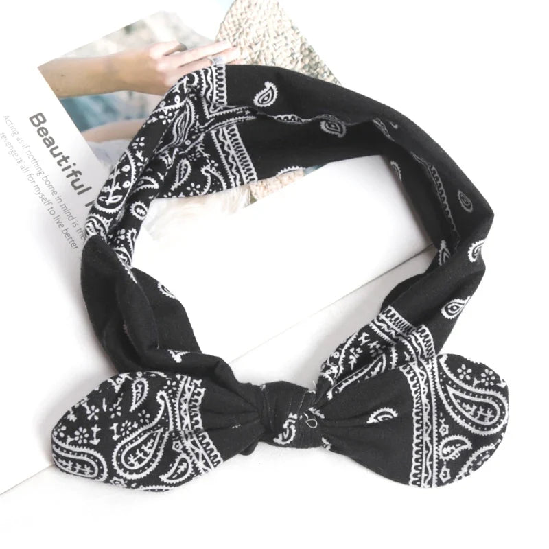Women's Elastic Soft Vintage Headbands – Yoga & Workout Yoga Headband Qme black