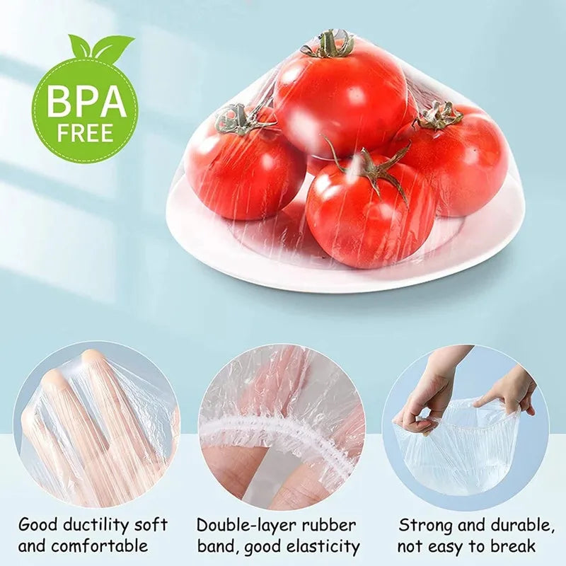 Disposable Plastic Food Cover Wraps – 100pcs Fridge Storage Food Cover Wrap Qme