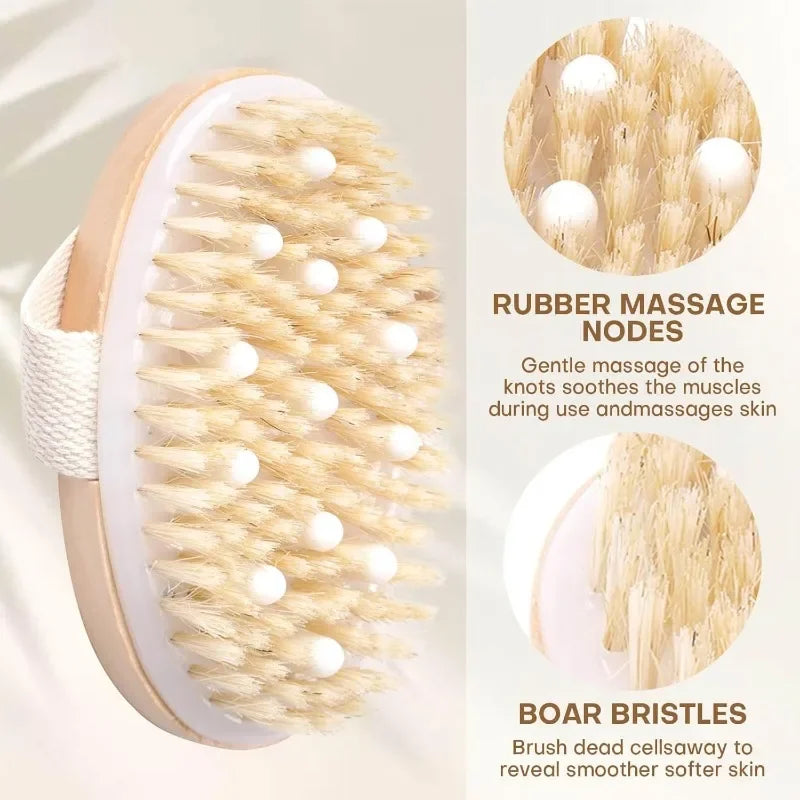 Dry Body Brush – Natural Bristle Exfoliating & Massage Tool Dry Body Brush Qme
