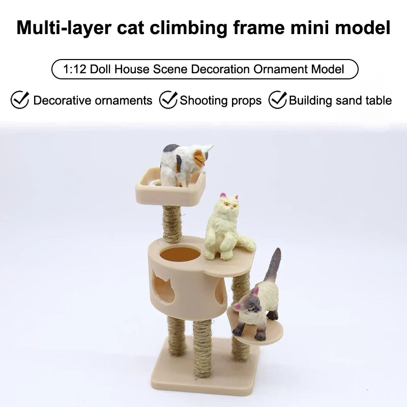 1:12 Dollhouse Miniature Cat Climbing Frame Wood Model Dollhouse Miniature Prop Qme