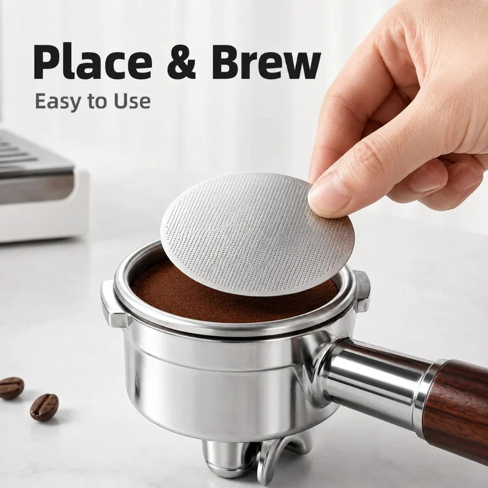 Stainless Steel Espresso Puck Screen Filter 51 53 58.5mm Espresso Puck Screen Qme